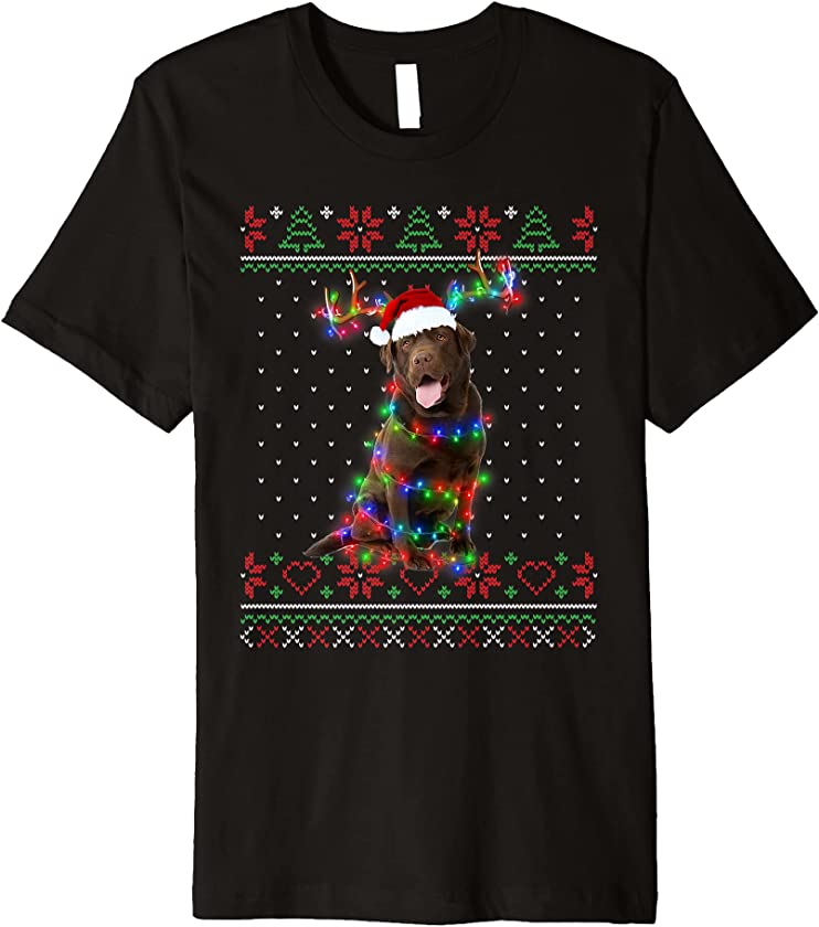 Chocolate Lab Dog Ugly Sweater Christmas Puppy Dog Lover Premium T-Shirt