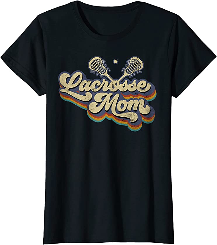 Womens Lacrosse Mom Vintage Retro Lacrosse Stick Sun Gift T-Shirt