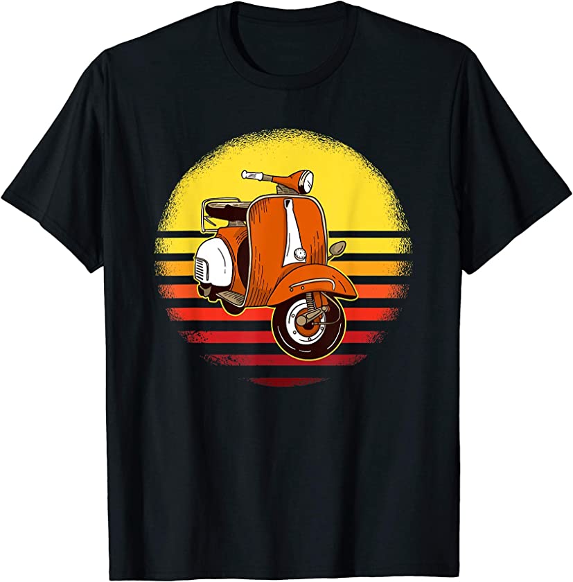 Vintage Motorbike Scooter Sunset Distressed Moped Men Women T-Shirt