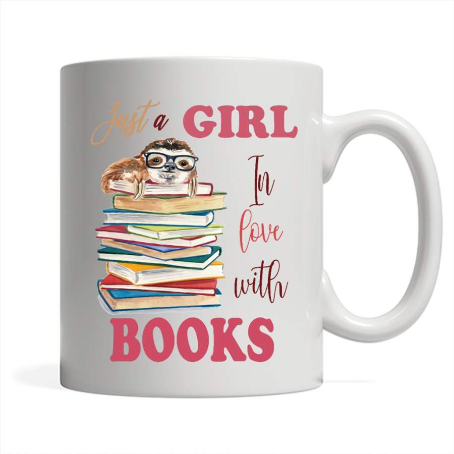 Just A Girl In Love With Books Classic Vintage Design – Full-Wrap Coffee White Mug