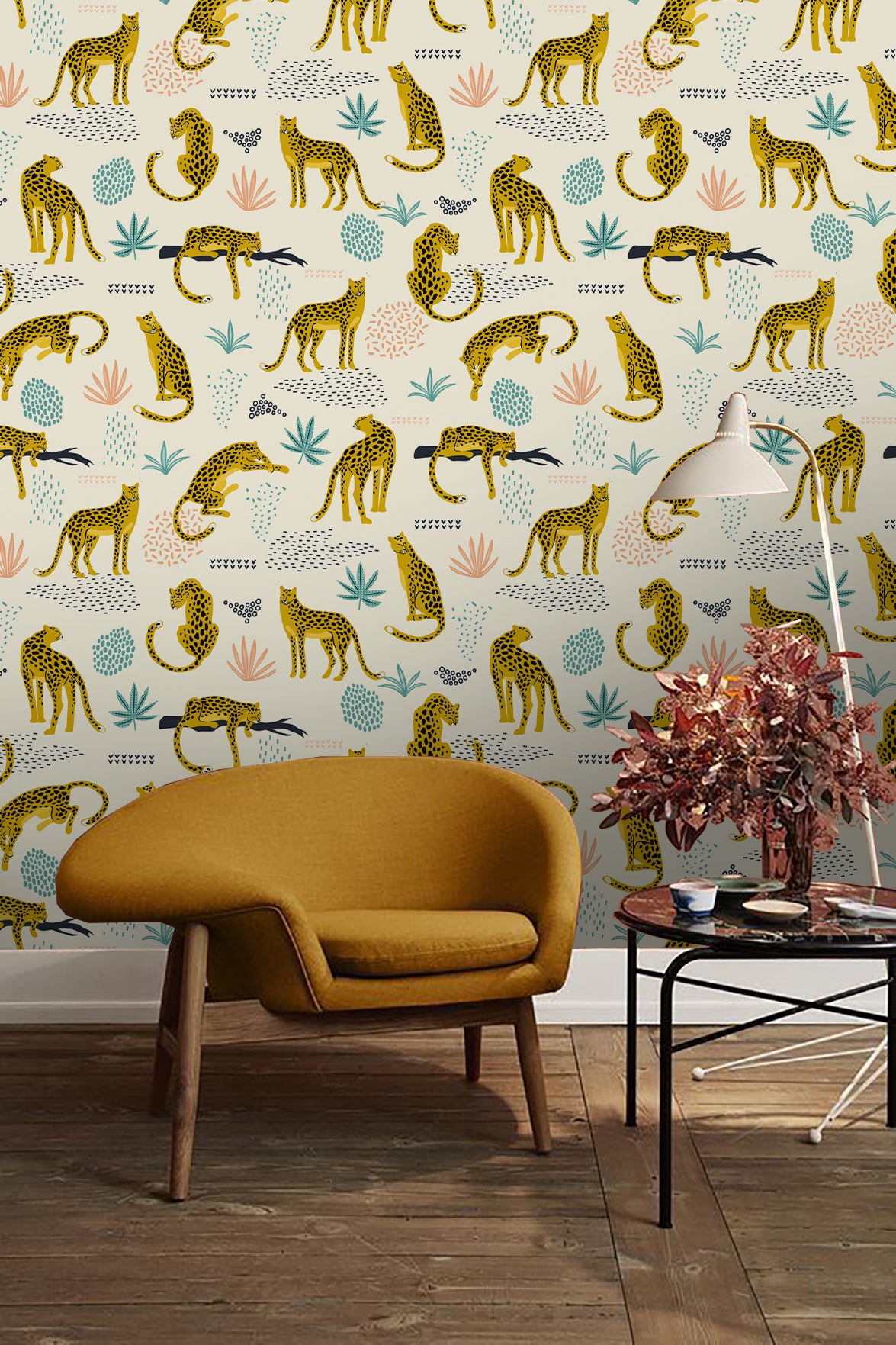 3D Yellow Leopard Wall Mural Wallpaper 55