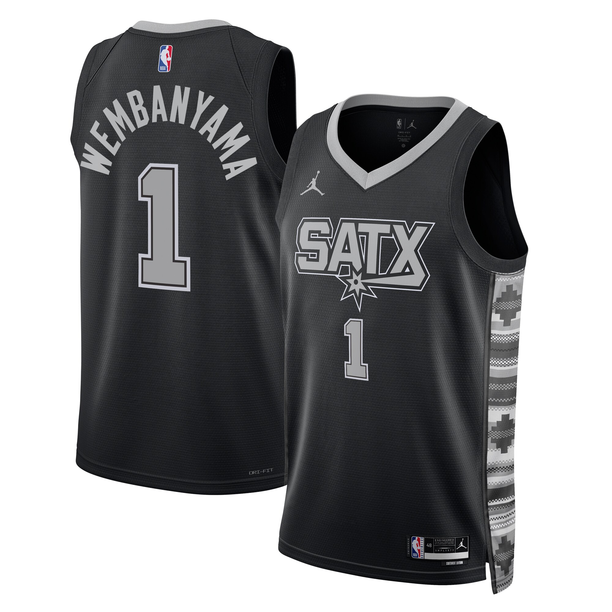 San Antonio Spurs Jordan Statement Swingman Jersey 2023 NBA Draft First Round Pick – Black – Victor Wembanyama – Unisex 2