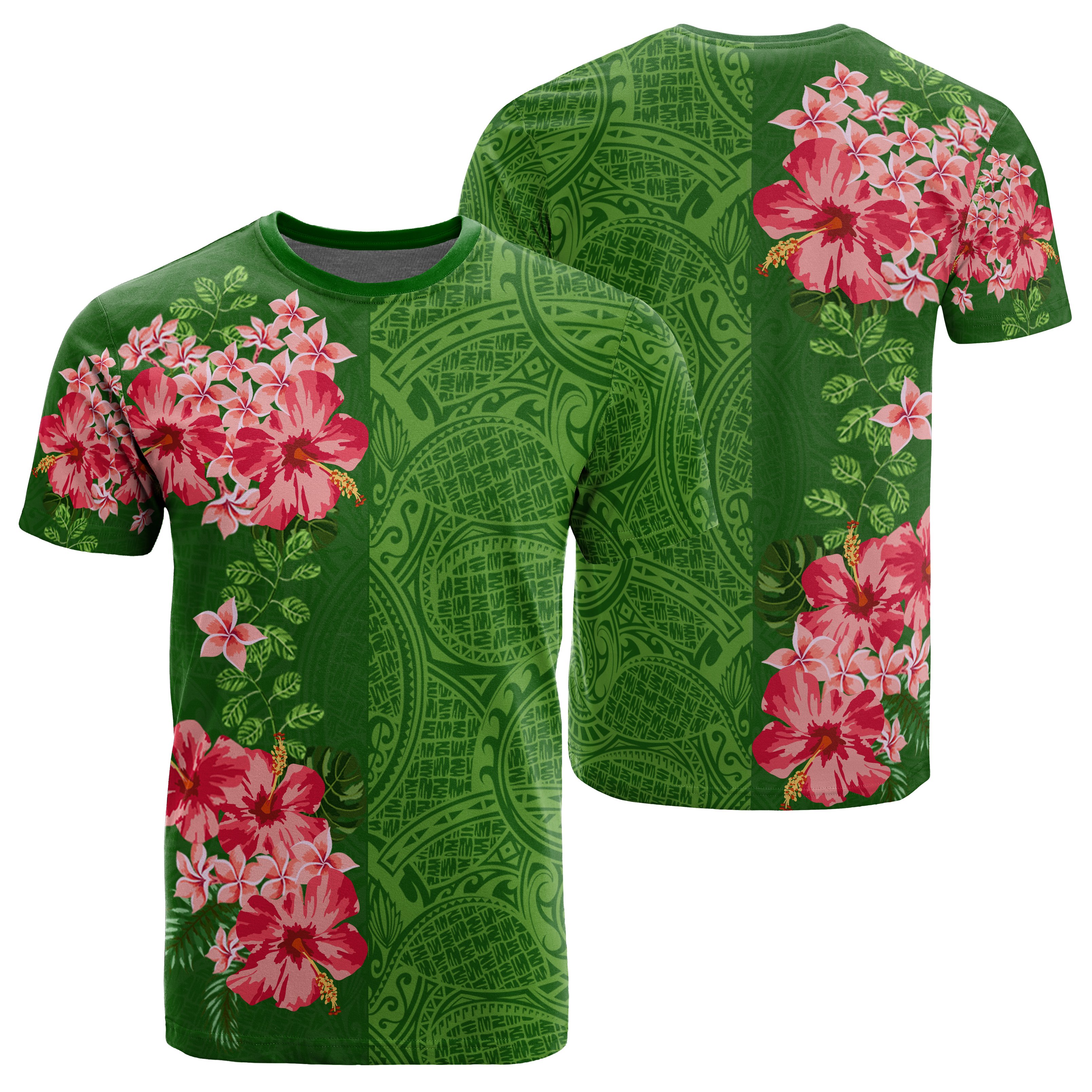 Hawaiian Hibiscus Flower Polynesian Curtis Style Green Ah Ha17034