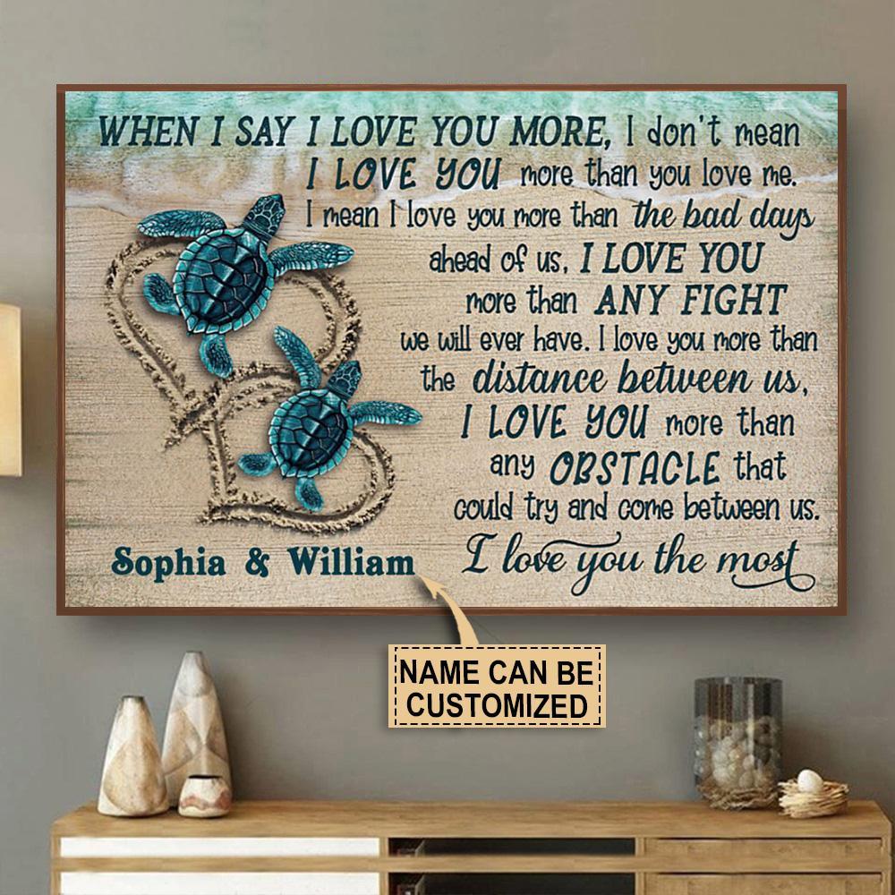 Aeticon Gifts Personalized Blue Sea Turtle I Love You The Most Canvas Mom Dad Gift Home Decor