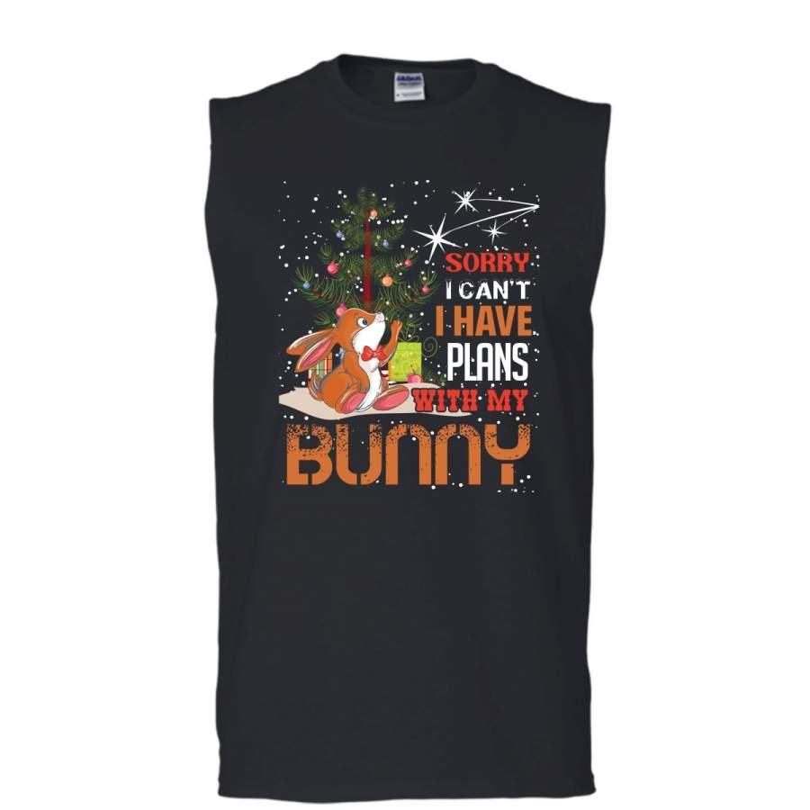 Sorry I Can’t T Shirt, I Have Plan With My Bunny T Shirt, Cool T Shirt (Men’s Cotton Sleeveless)