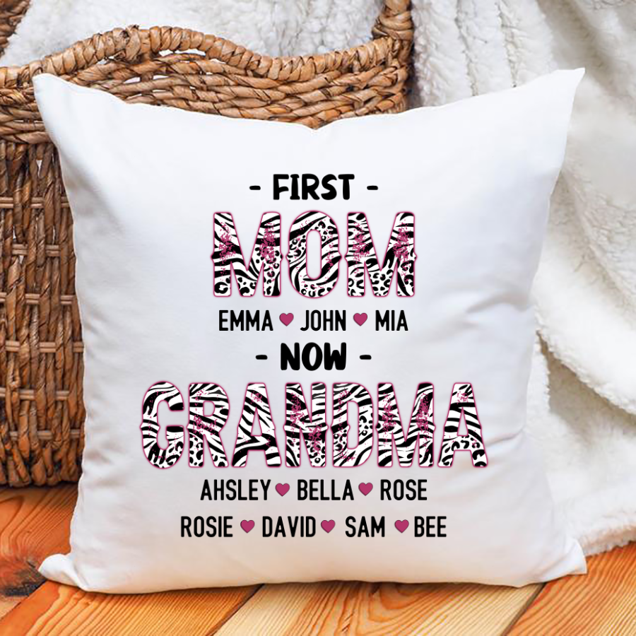 Presonnalized First Mom Now Grandma Valentine Indoor Pillow