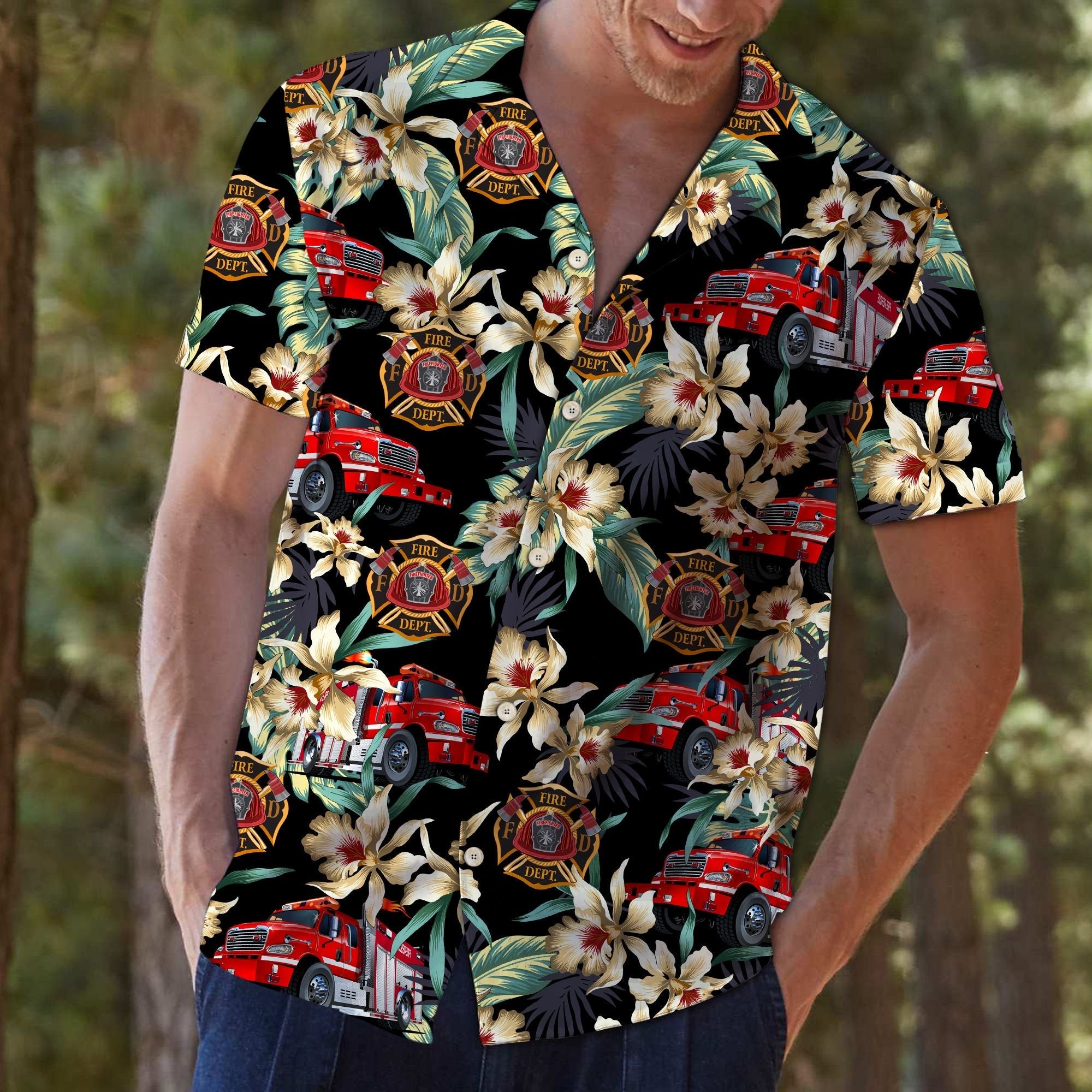 Firefighter Floral Vintage Hawaiian Shirt For Men Women Ha102873