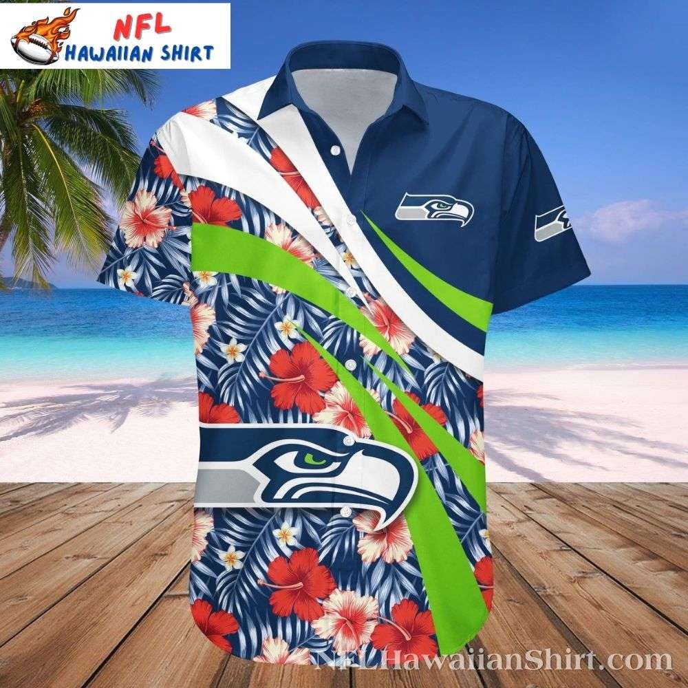 Seahawks Floral Field Rush Hawaiian Shirt  Vivid Blossoms And Stripes