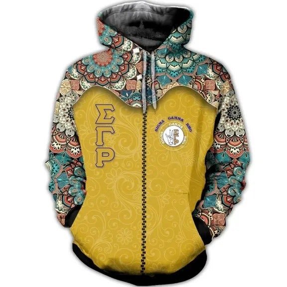 Sorority Hoodie – Floral Sigma Gamma Rho Zip Hoodie