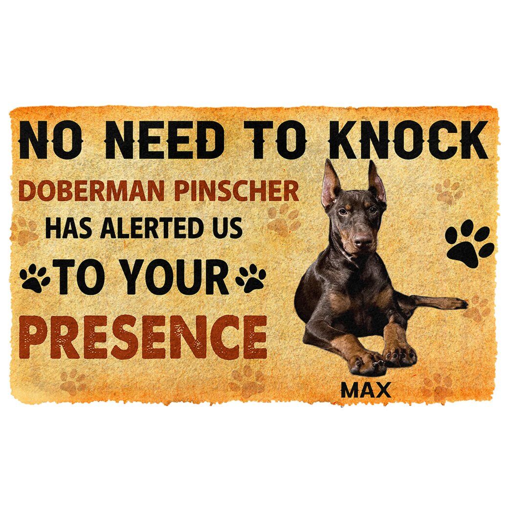 Gearhumans  Gearhuman 3D No Need To Knock Doberman Pinscher Dog Custom Name Doormat