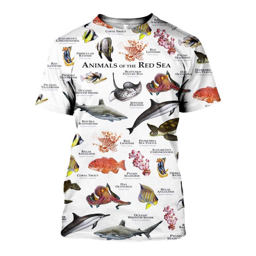 3D All Over Printed Animals Of The Red Sea Shirts And Shorts