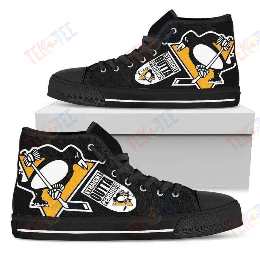 Mens Womens Straight Outta Pittsburgh Penguins High Top Shoes TMT870