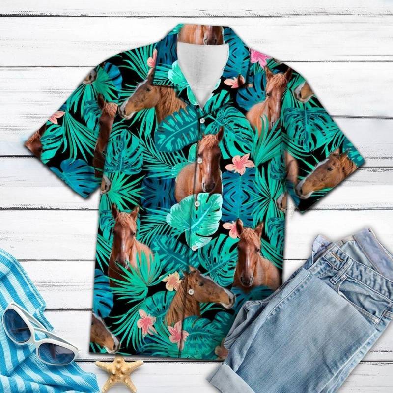 Artsyhomes American Saddlebred Green Tropical Hawaiian Ha50744