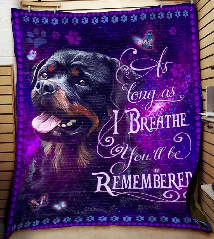 Rottweiler Heaven You’ll be remembered Purple Quilt Blanket