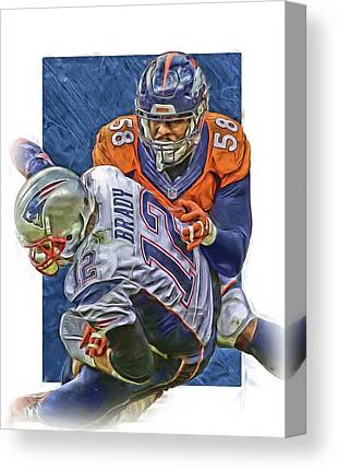 Von Miller Denver Broncos Oil Art4 Joe Hamilton Canvas Print