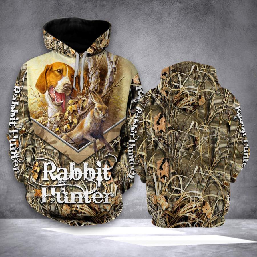 Rabbit Hunter  All-over print unisex pullover hoodie