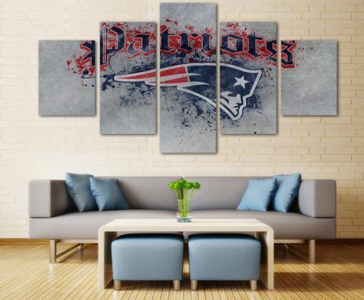 New England Patriots Football Fan Sport 5 Panel Canvas Art Wall Decor