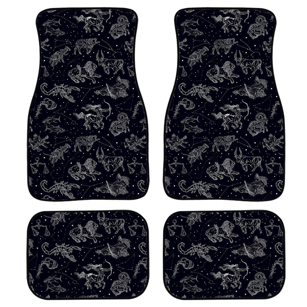 Zodiac Constellation Pattern Print Front And Back Car Floor Mats, Front Car Mat