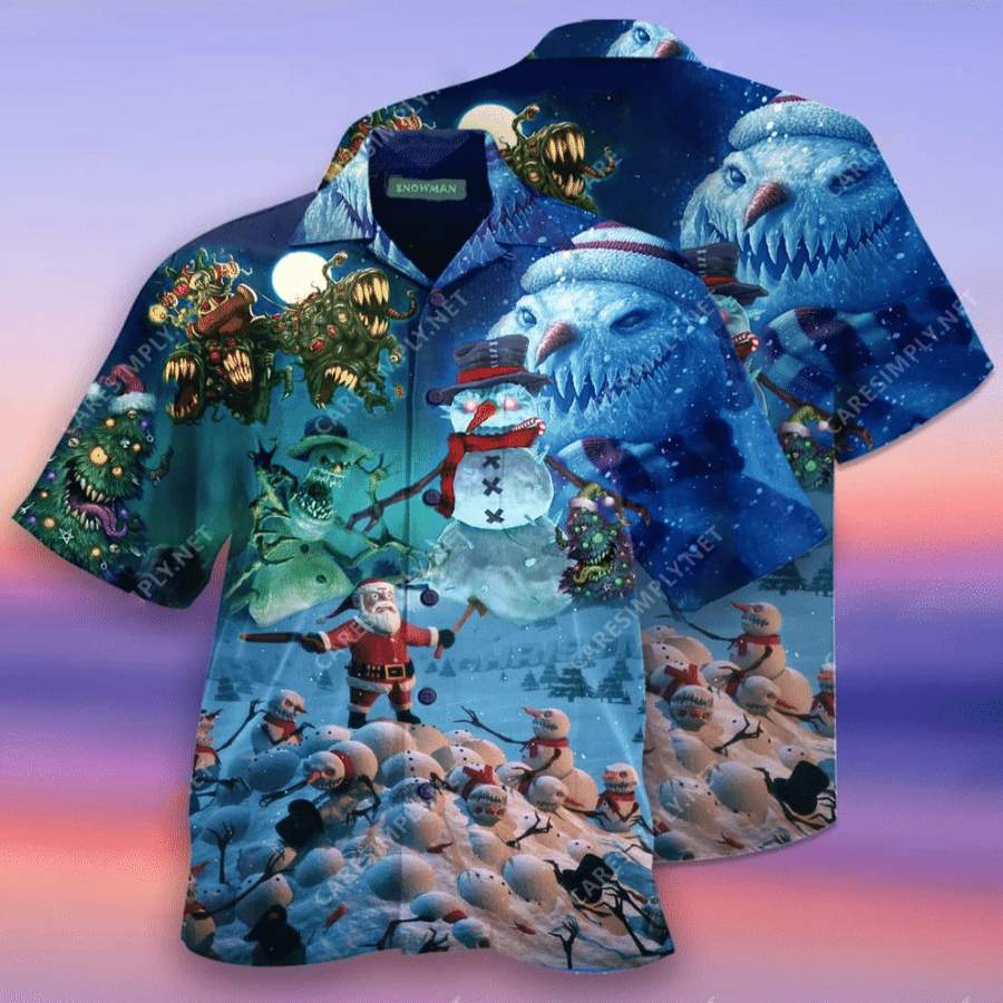 Hawaii Aloha Shirts Christmas Scary Snowman Ha44849