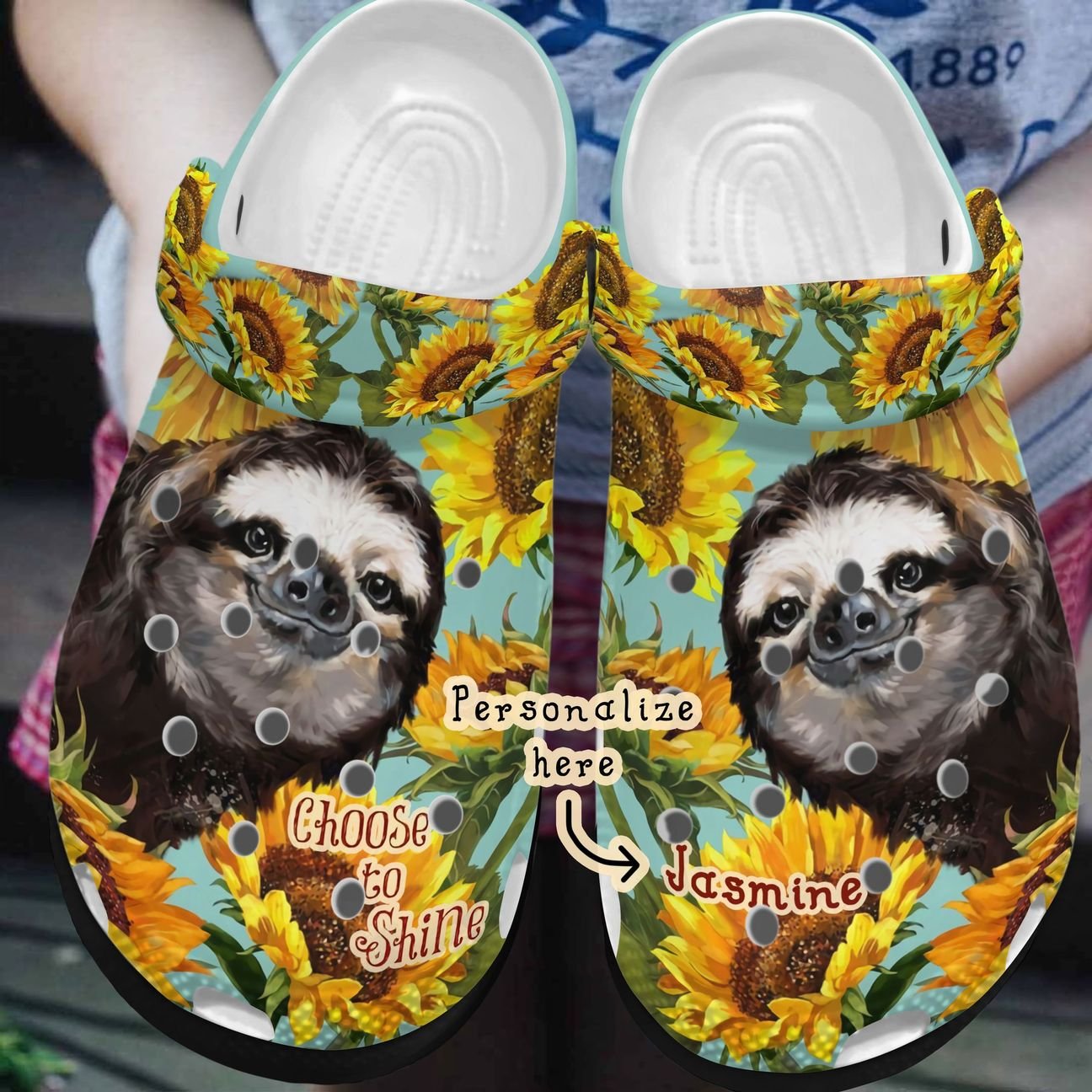 Sloth Personalized Clog, Custom Name, Text, Color, Number Fashion Style For Women, Men, Kid, Print 3D Choose To Shine