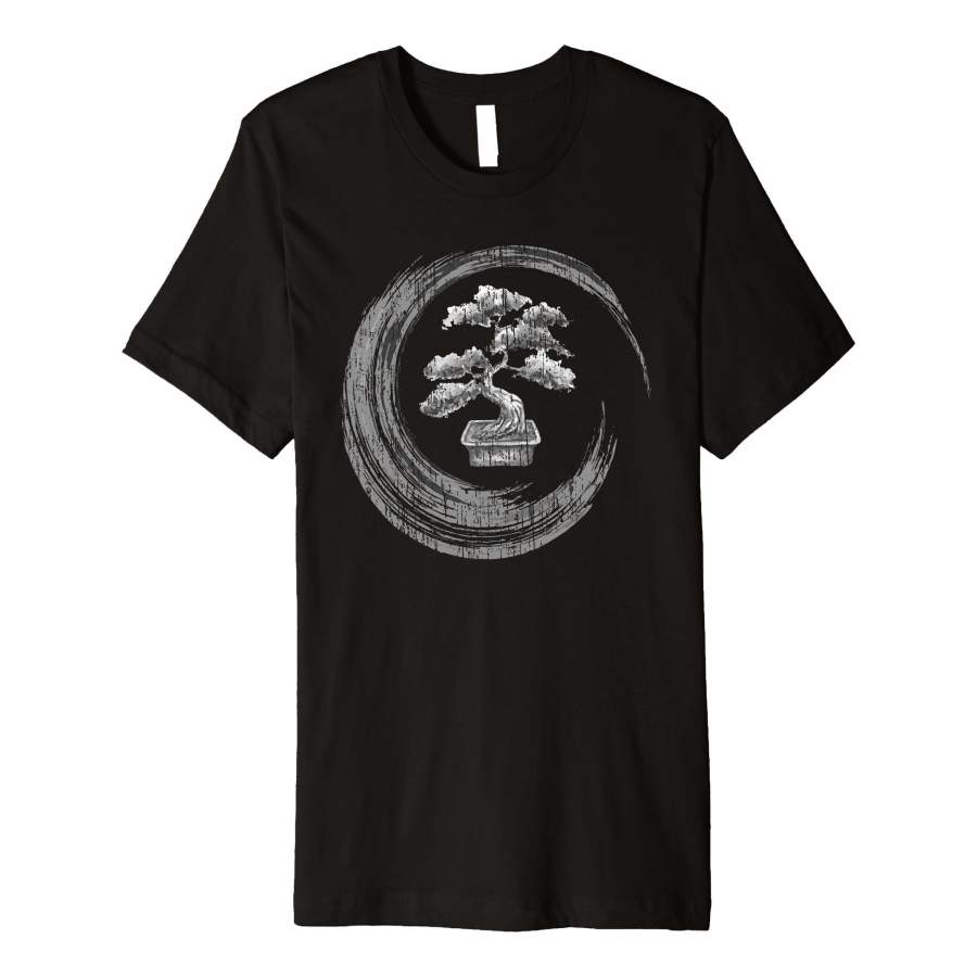 Fashion Bonsai Tree Enso Circle Men’S T-Shirt Vintage Zen Calligraphy Art