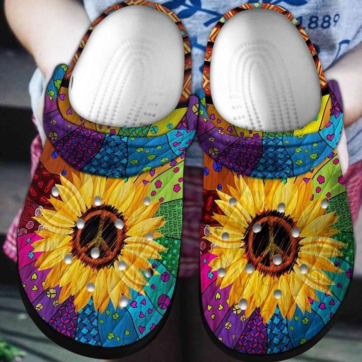 Sunflower Hippie Gift For Lover Rubber clog Shoes Comfy Footwear