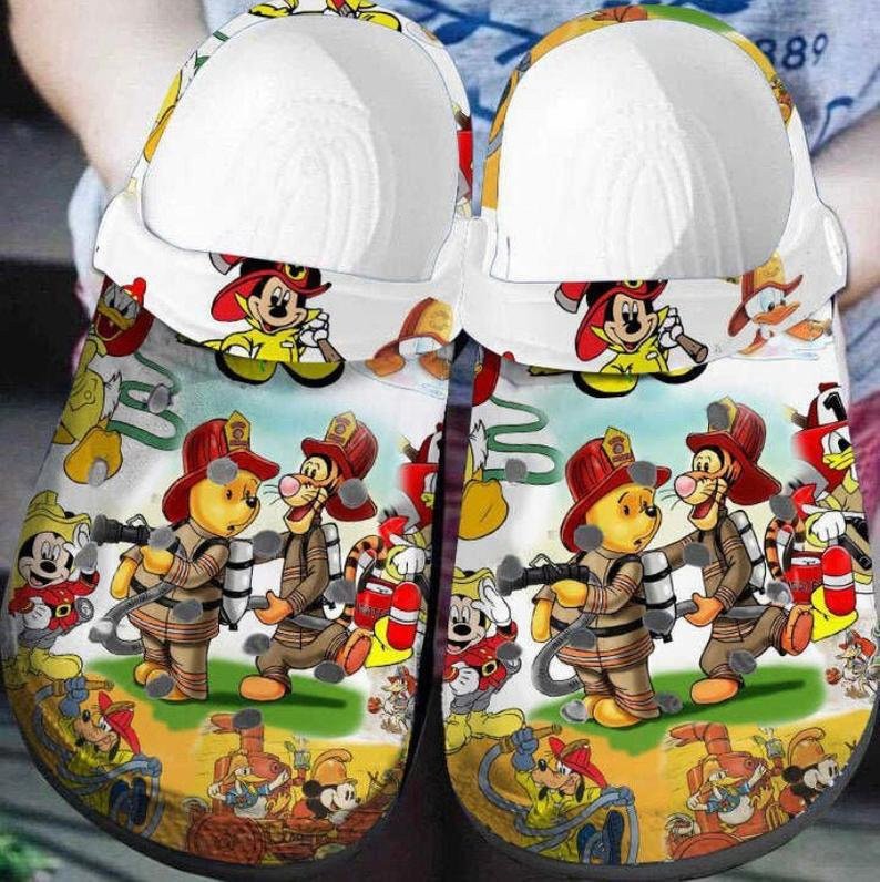 Winnie The Pooh Firefighter Gift For Fan Classic Water Rubber Crocs Crocband Clogs, Comfy Footwear