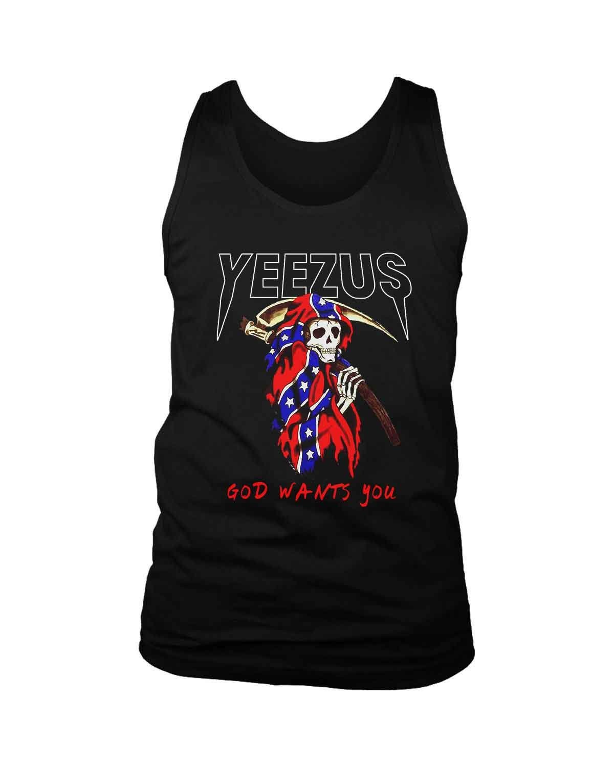 Yeezus Grim Reaper God Wants You Skull Poster Kanye West Men’S Tank Top