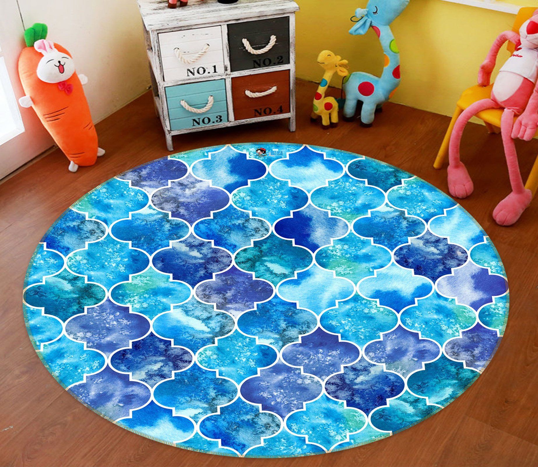 3d Blue Pattern 81175 Round Rug Home Decor