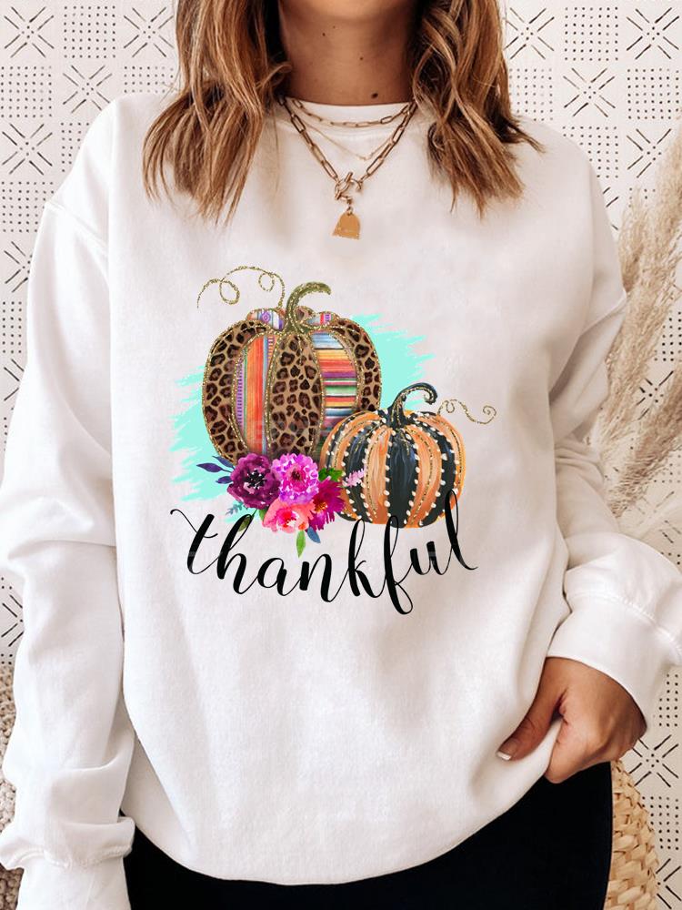 Autumn Fall Women Thanksgiving Halloween Female Festival Wild Animal Cute 90s Clothes Fashion Graphic Pullovers Sweatshirts alx