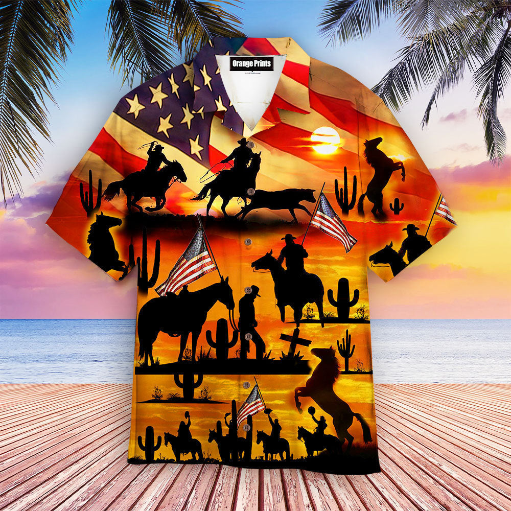 Cowboy American Flag Hawaii Shirt For Men And Women Ha55333