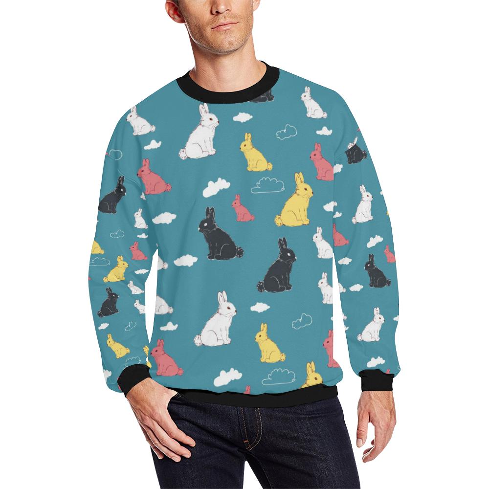 Rabbit Pattern Print Design Rb014 Men Long Sleeve Sweatshirt