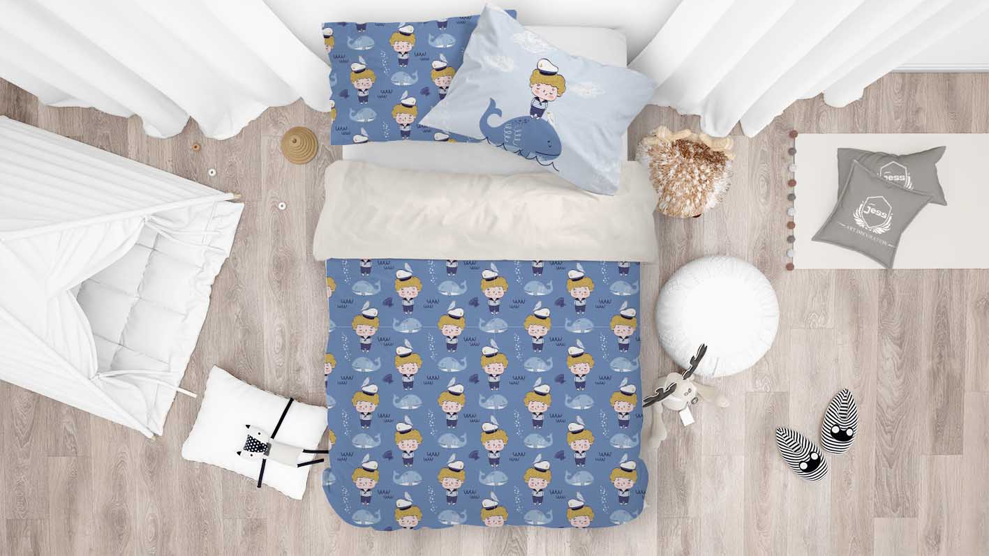 3D Cartoon Boy Dolphin Quilt Cover Set Bedding Set Pillowcases 91