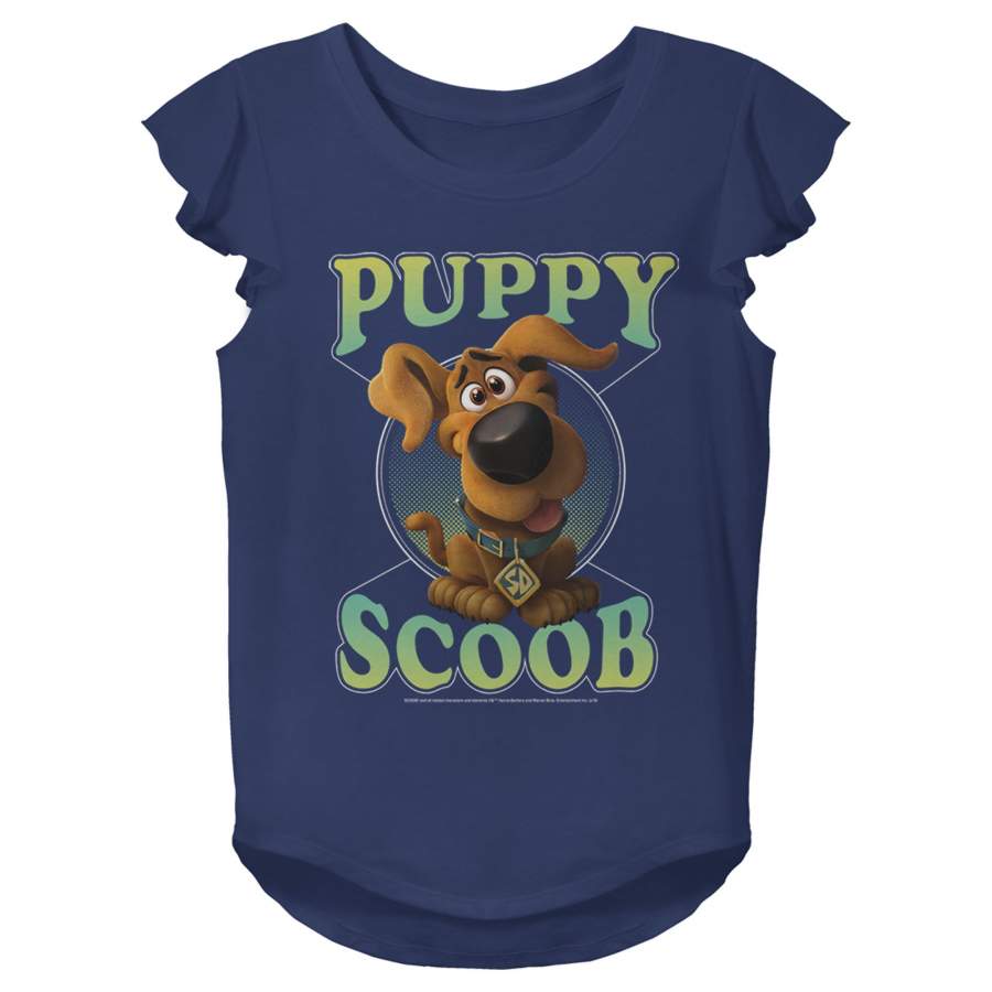 Scooby Doo Girl’s Puppy Circle  Flutter Sleeve Tee