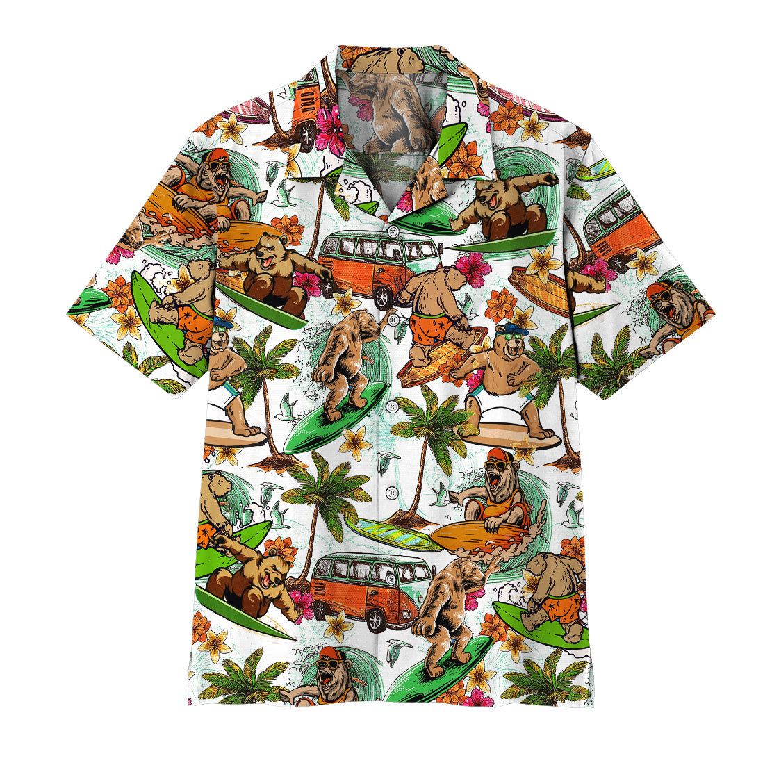 Alohazing Bear Surfing Hawaiian Shirt Ha41221