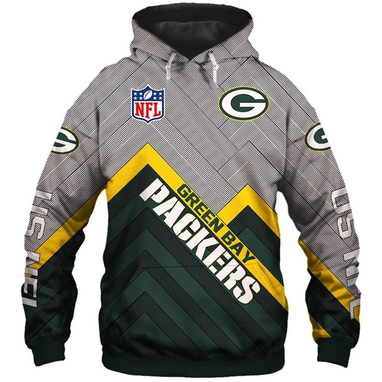 Green Bay Packers Green Bay Packers Green Bay Packers Team All Over Printed Hoodie 3D Zipper Hoodie