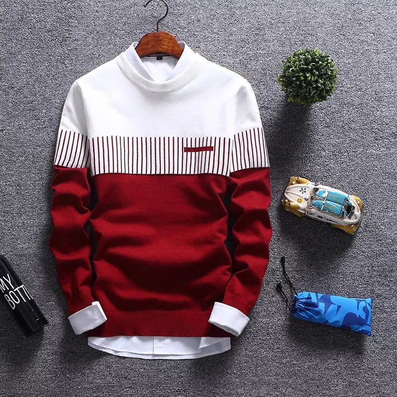 2022 New Men’s Autumn Winter Pullover Slim Fit Striped Knitted Sweaters Mens Brand Clothing Casual pull homme alx