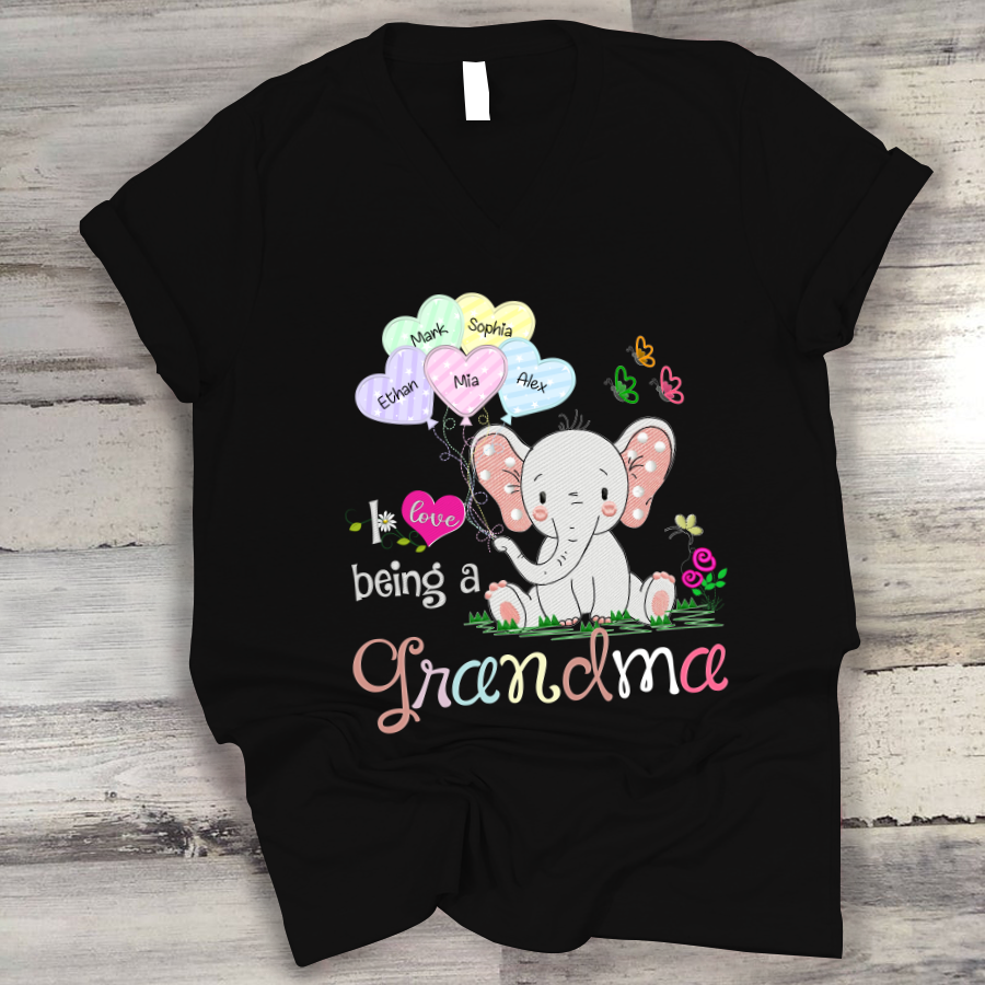 I Love Being A Grandma Elephant Hearts V-Neck