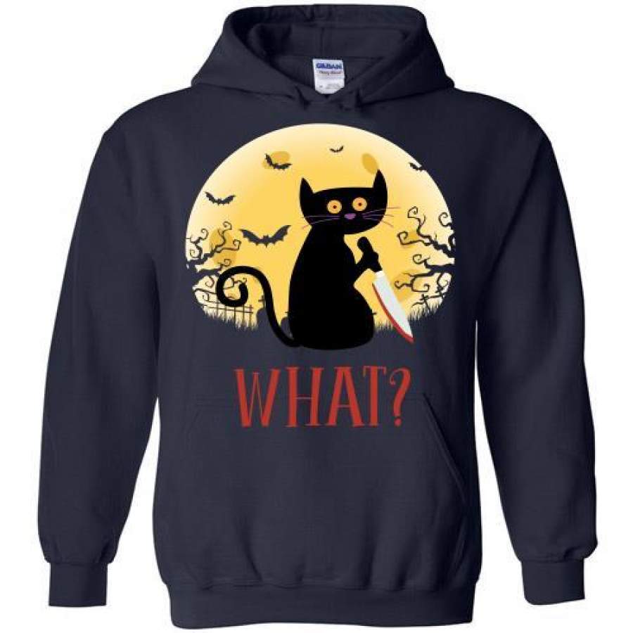 Cat What Funny Black Cat – Murderous Cat With Knife halloween Hoodie