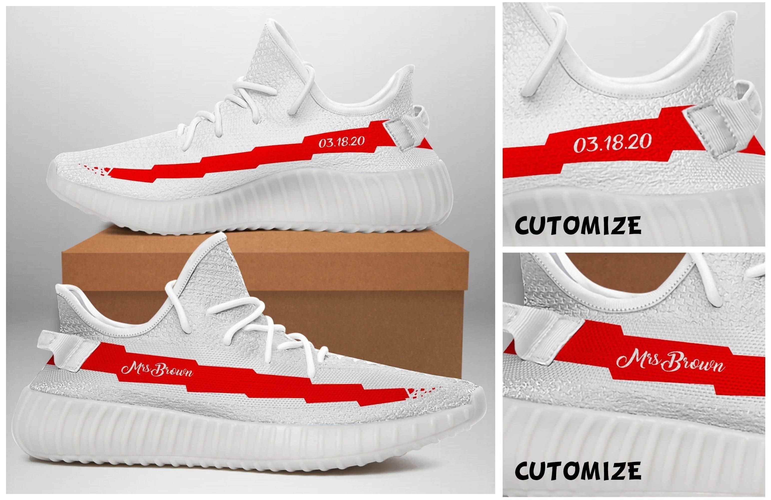 White Red Special Style Yeezy Boost