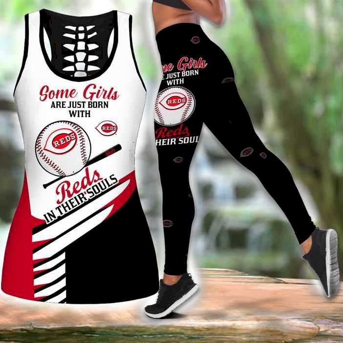 Womens Cincinnati Reds Some Girls Tank Top And Leggings Set For Yoga