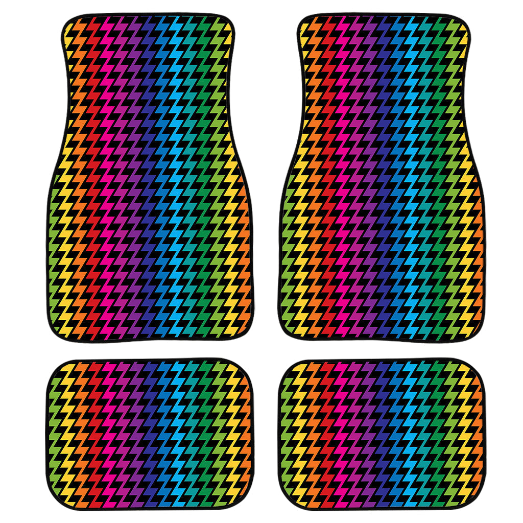 Rainbow Gay Pride Zigzag Pattern Print Front And Back Car Floor Mats, Front Car Mat