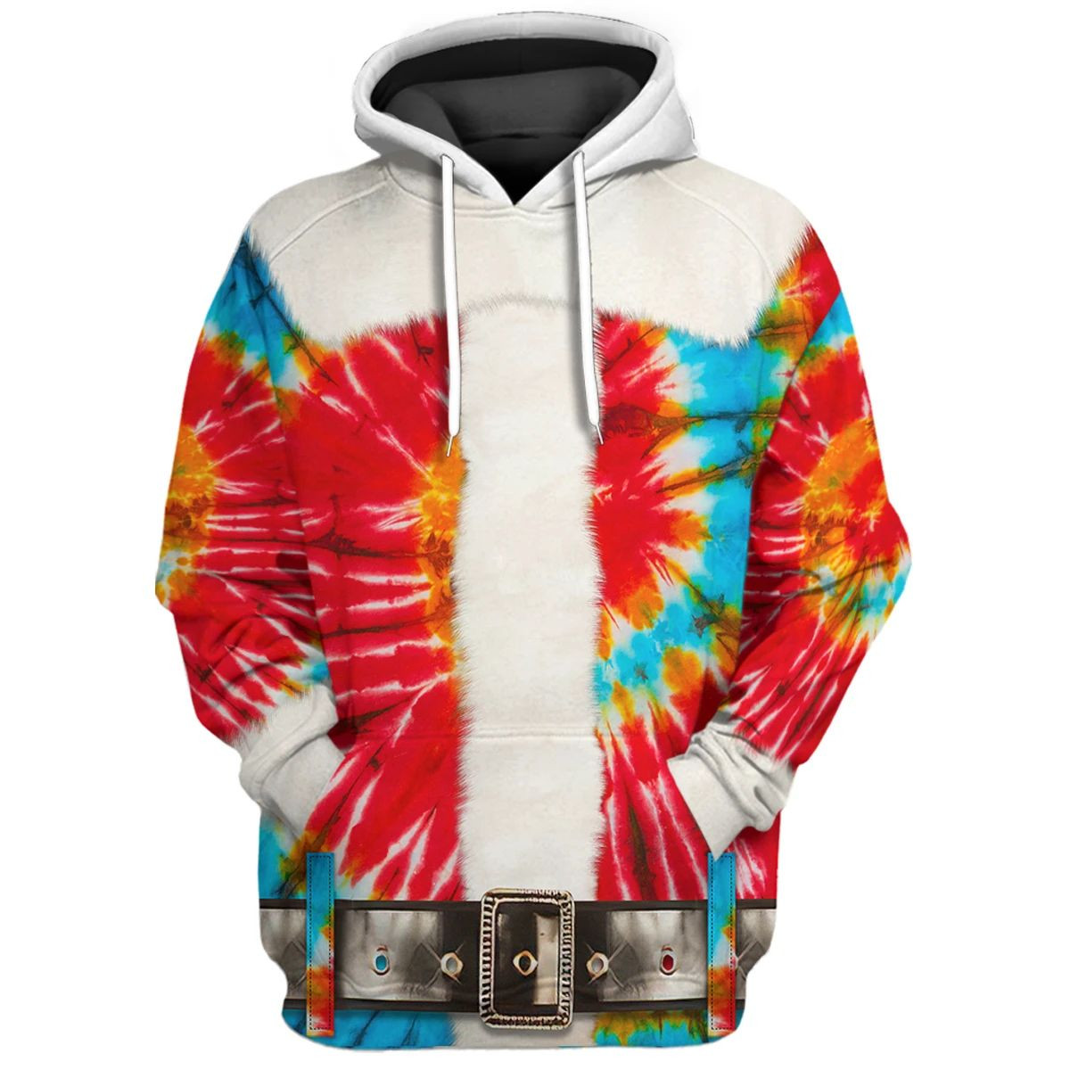3D Christmas Santa Claus Tie Dye Custom Hoodie