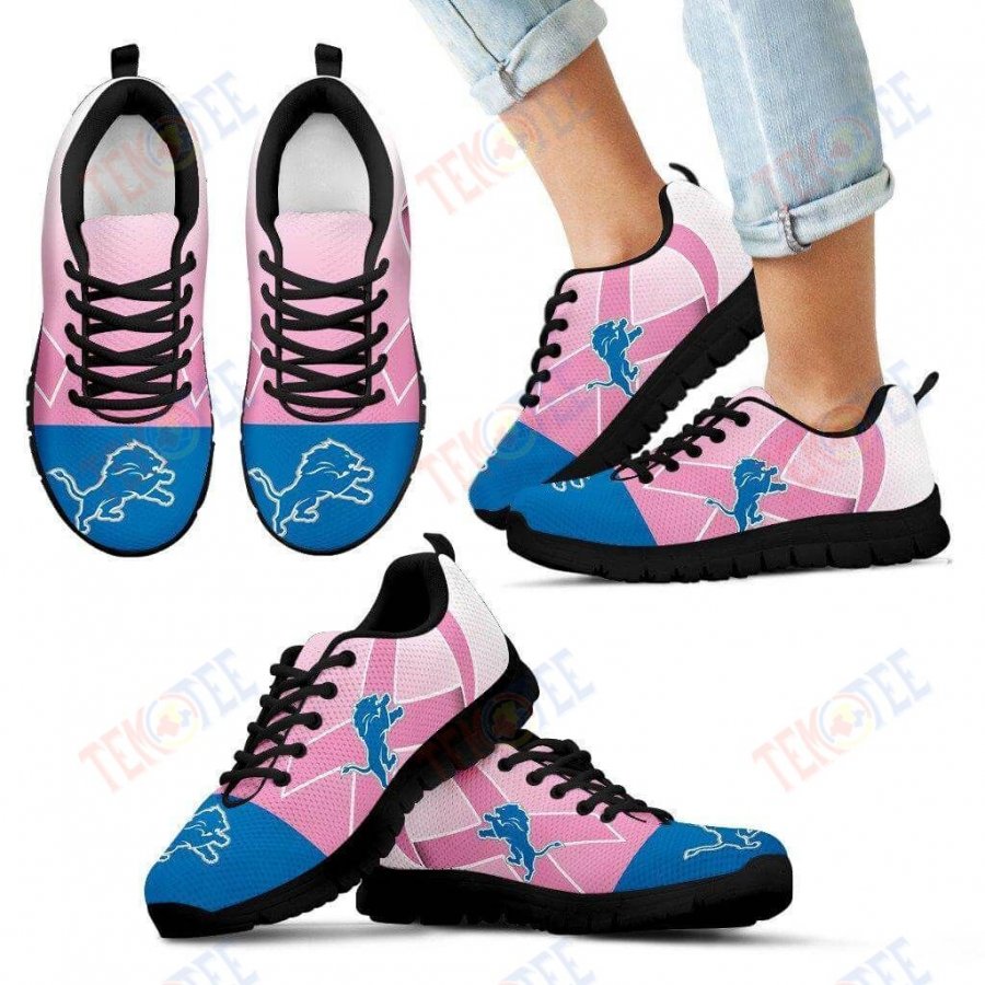 Mens Womens Detroit Lions Sneakers Cancer Pink Ribbon Sneaker Running Shoes For Men Women TDT434