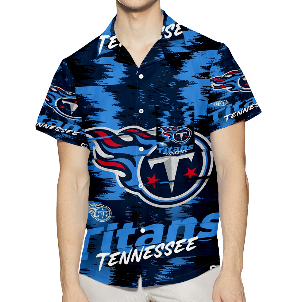 Tennessee Titans Emblem V4 3D All Over Print Summer Beach Hawaiian Shirt With Pocket