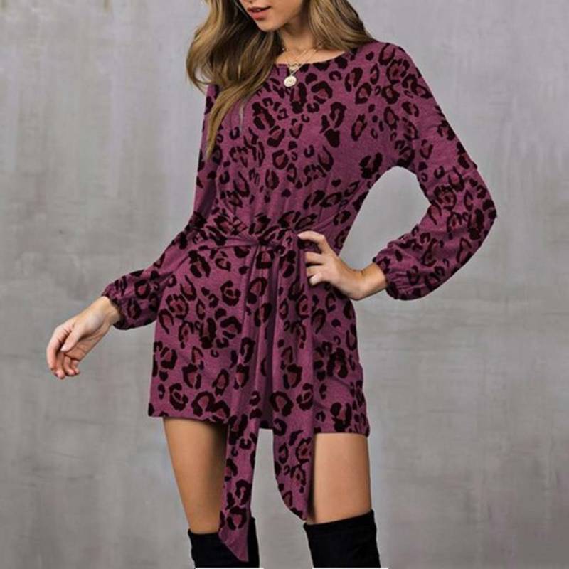 Printed Tunic Long Sleeve Leopard dress