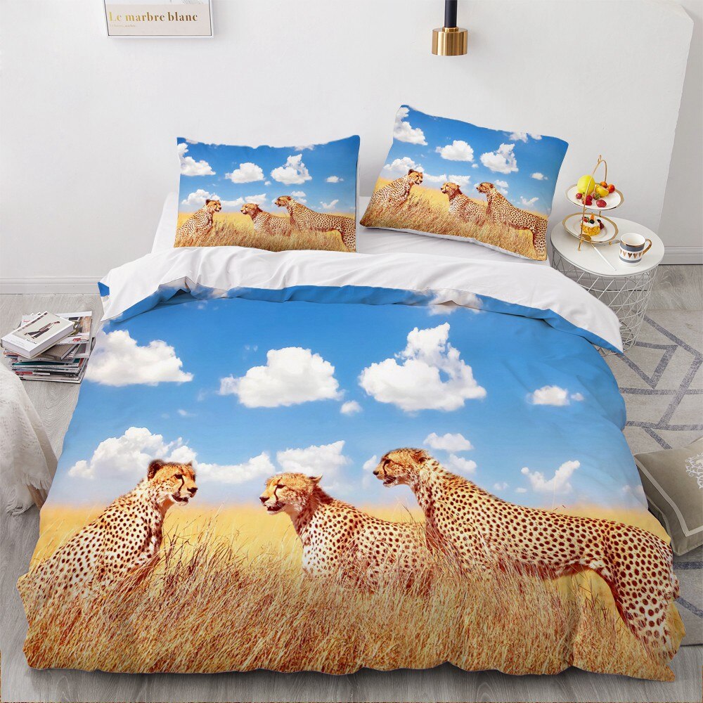 11 Styles 3D Sky Bedding Set Queen King Size Leopard Duvet Cover With Pillowcase Single Double Full Twin Cover Bedclothes