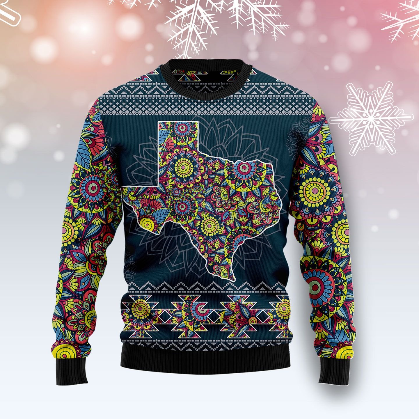 Texas Blue Mandala Ugly Christmas Sweater | For Men & Women | Adult | Us4448