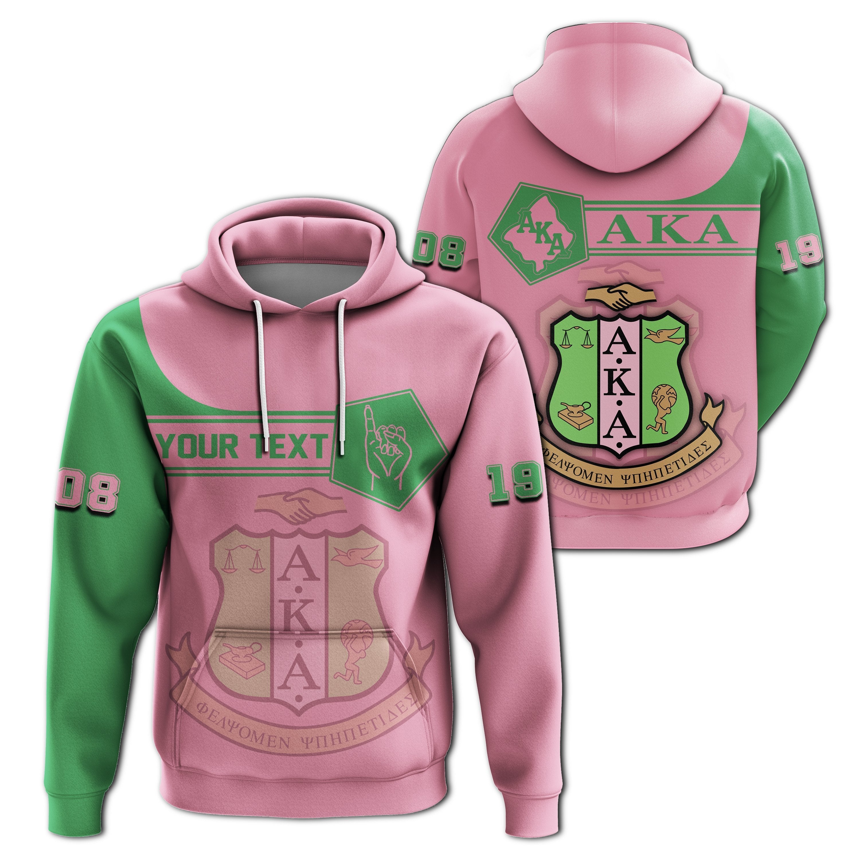 Greek Life Hoodie – Personalised Alpha Kappa Alpha Hoodie – Ver. Pink – Simple Style