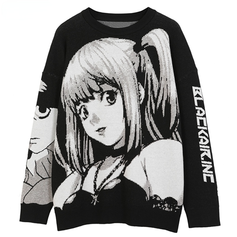 Vintage Female’s Hiphop Sweater Unisex Harajuku Streetwear Japanese Style Anime Autumn Knitted Sweater Death Note Misa Pullover alx